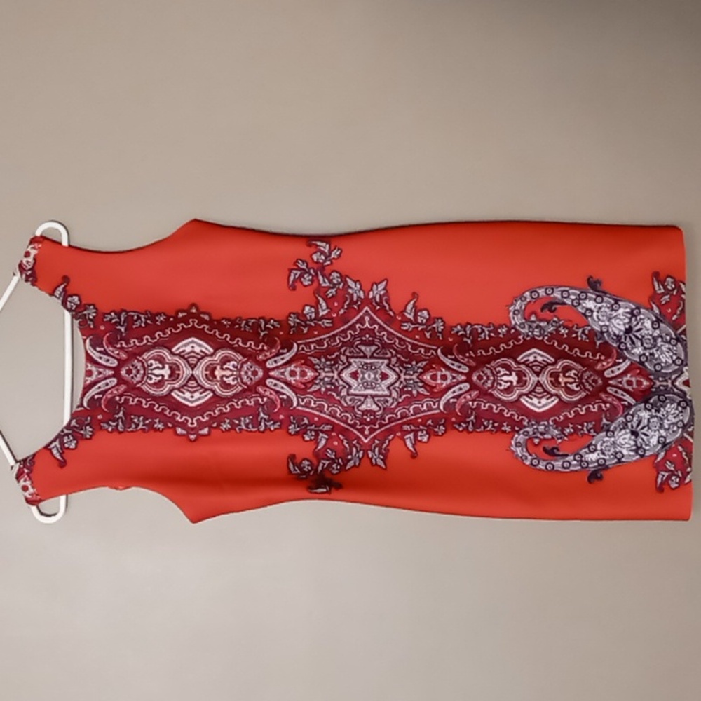 Sandra Darren Red Dress w Front and Back Design Size 10